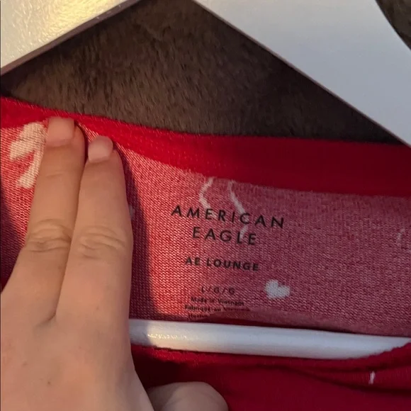 Red Pajama Set with White Bow Print American eagle - Picture 3 of 3